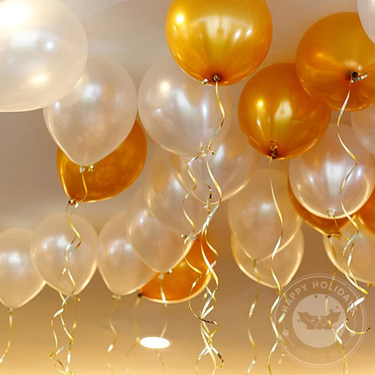 Gold White Party Balloons